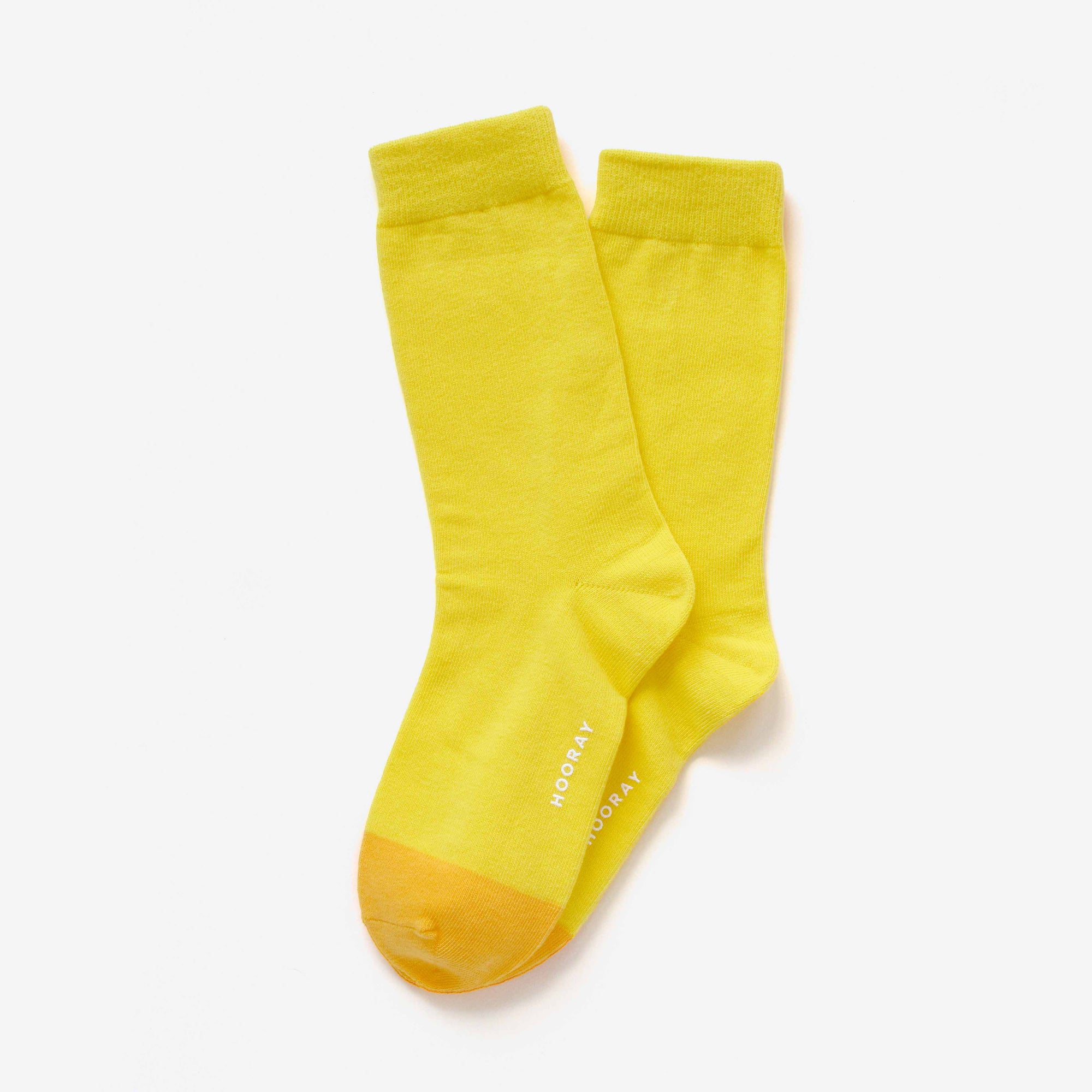 Yellow cotton crew sock – showcasing the two-tone design.