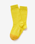 Yellow cotton crew sock – showcasing the two-tone design.