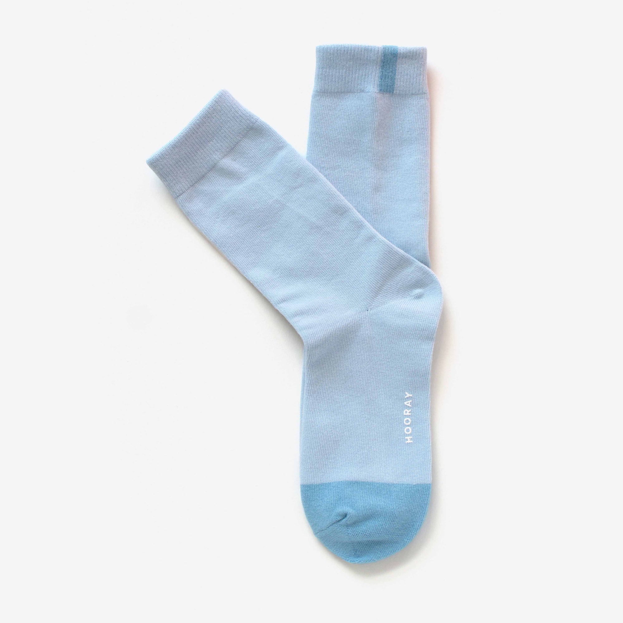 Balboa skyblue cotton crew sock – back view highlighting the two-tone color design