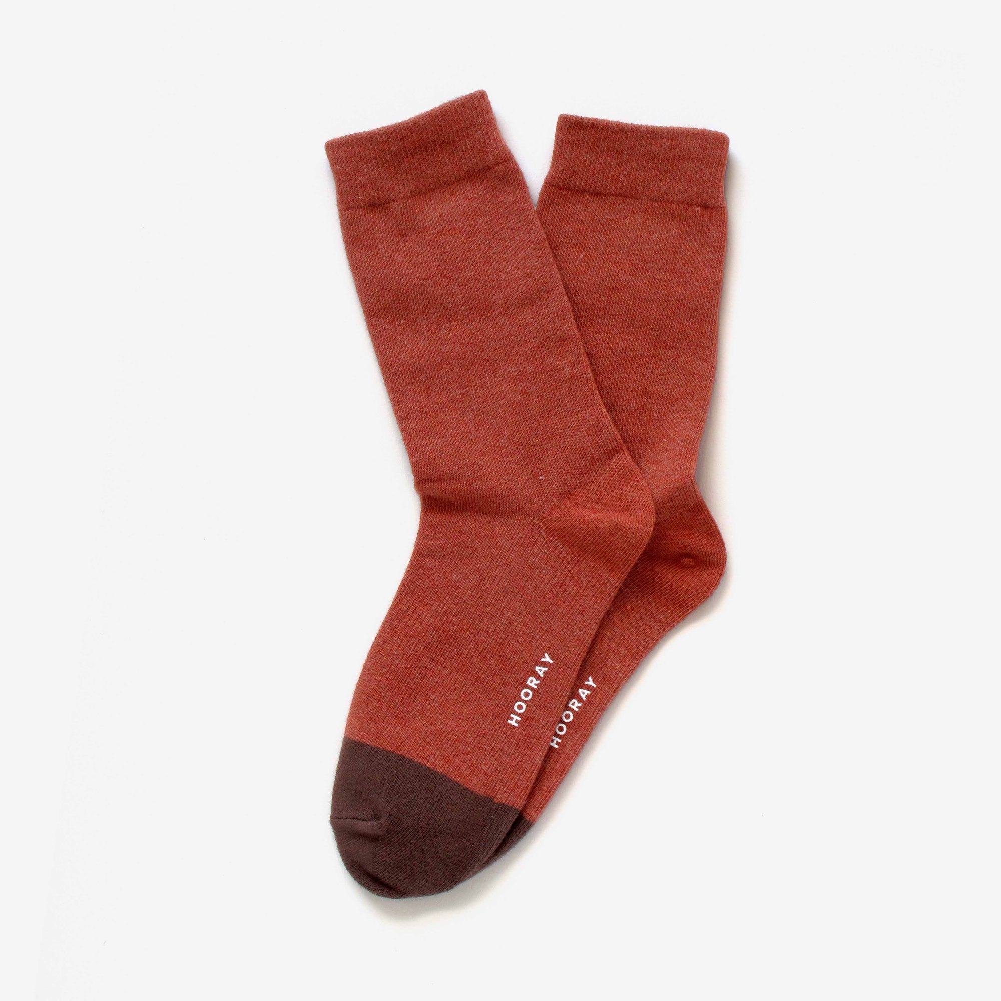 Duboce brown cotton crew sock – showcasing the two-tone design