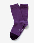 Ina purple cotton crew sock – showcasing the two-tone design.