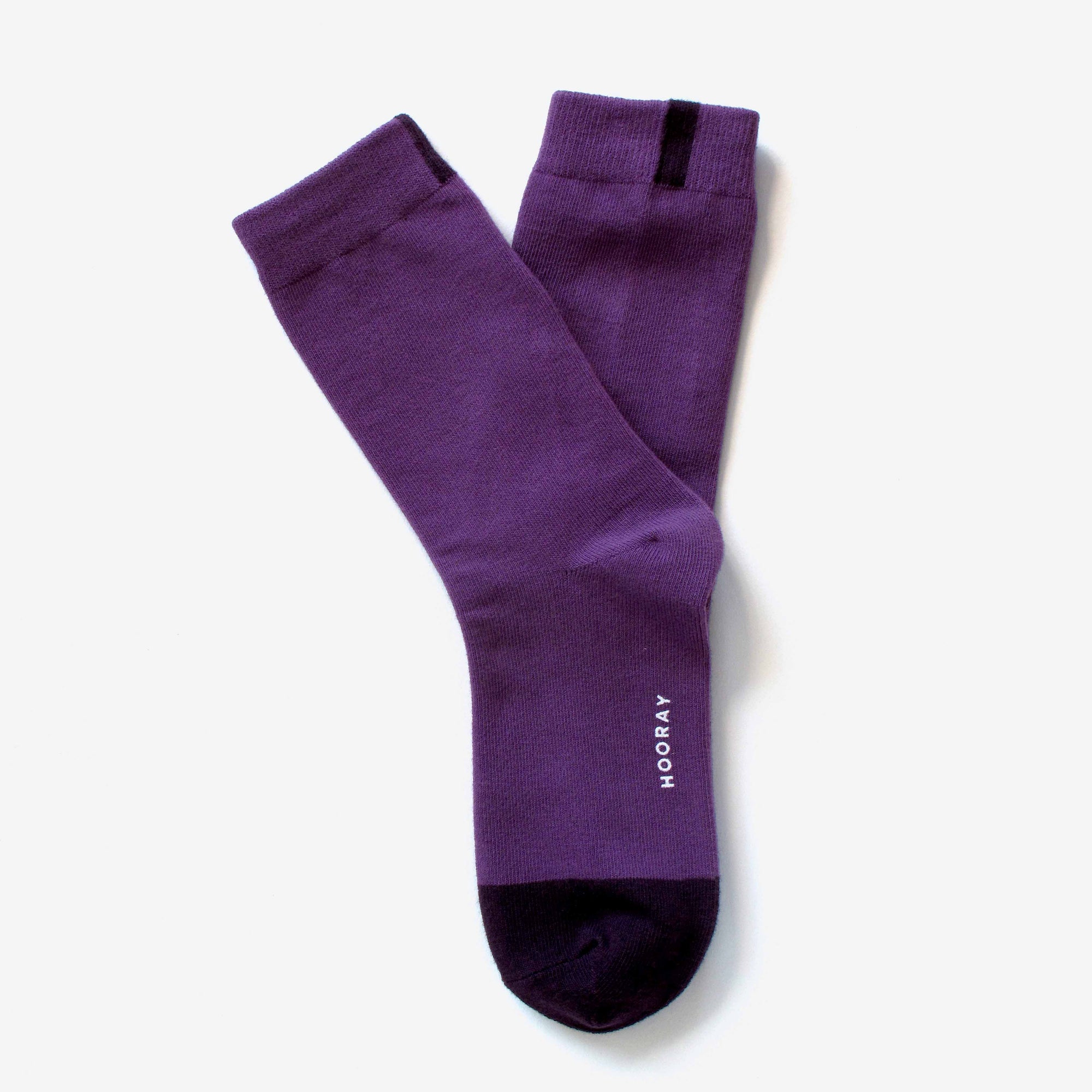 Ina purple cotton crew sock – back view highlighting the two-tone color design