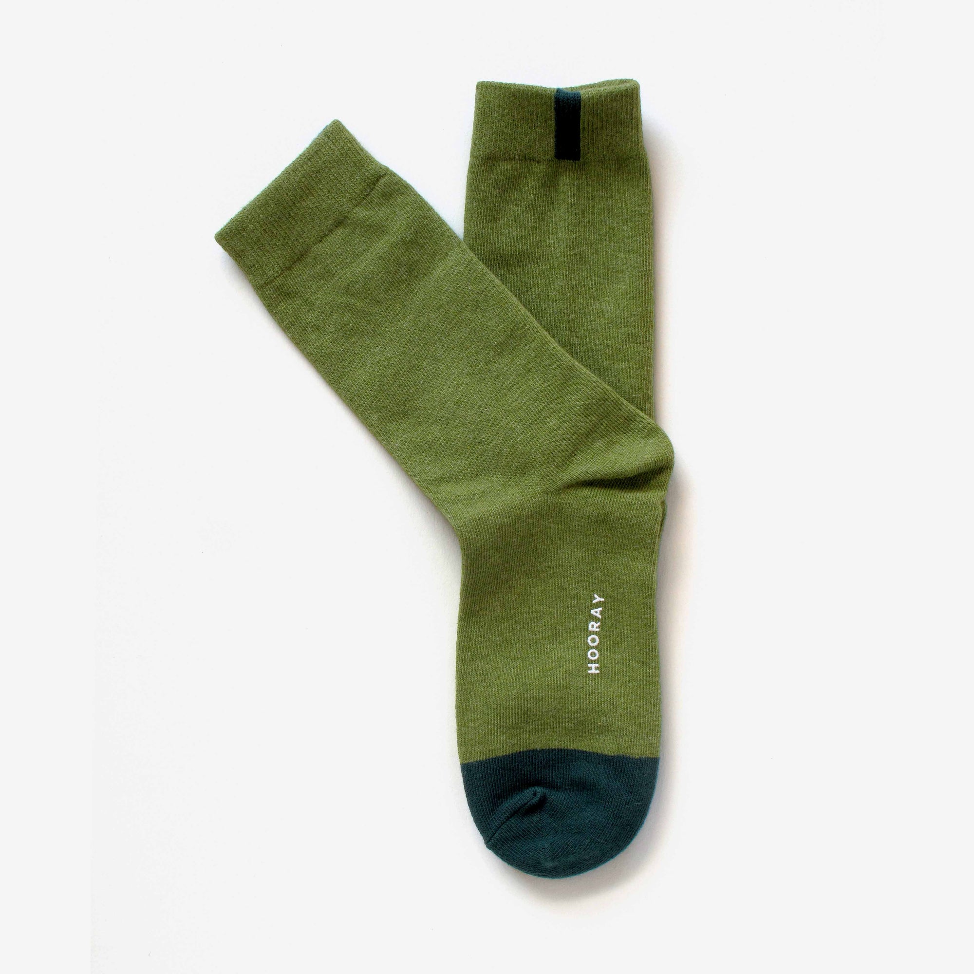 Lafayette moss green cotton crew sock – back view highlighting the two-tone color design