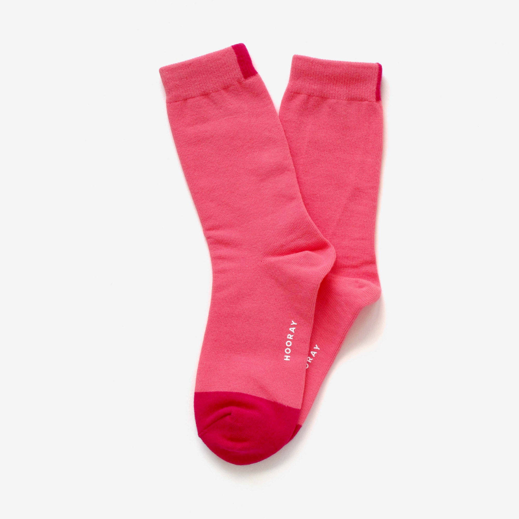 Precita blush pink cotton crew sock – showcasing the two-tone design.