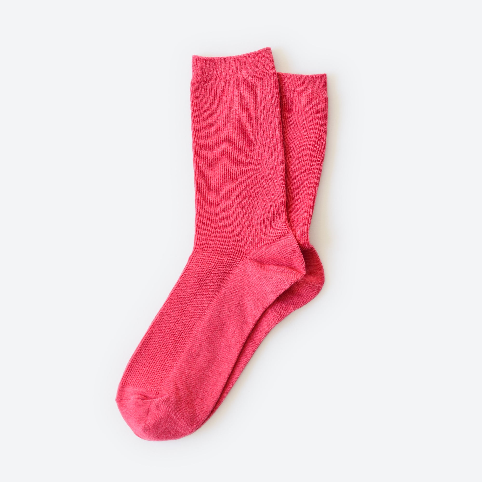 Hooray Sock Co.'s Fuchsia Crew Socks: Everyday Cotton comfort with fetching Fuchsia flair. Crew length, 80% cotton, 20% spandex. Made in South Korea. Unisex. Small (Women's 4-10). 