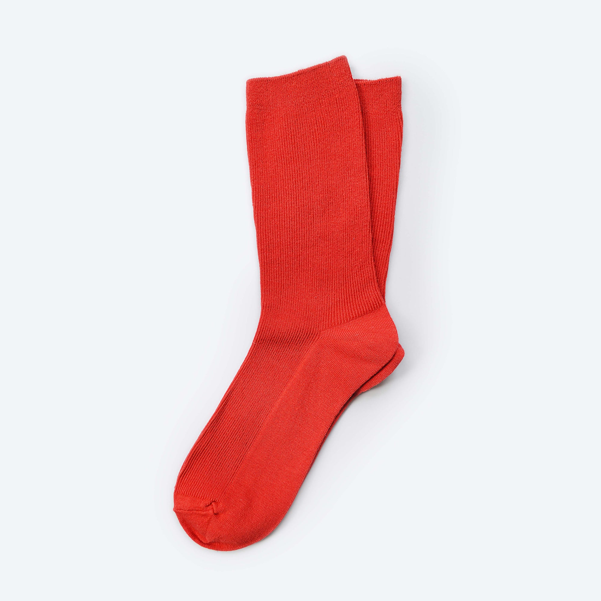 Hooray Sock Co.'s Scarlet Crew Socks: Comfort and poppin' colors in Everyday Cotton. Shorter crew length. 80% cotton, 20% spandex. Made in South Korea. Small (Women's 4-10).