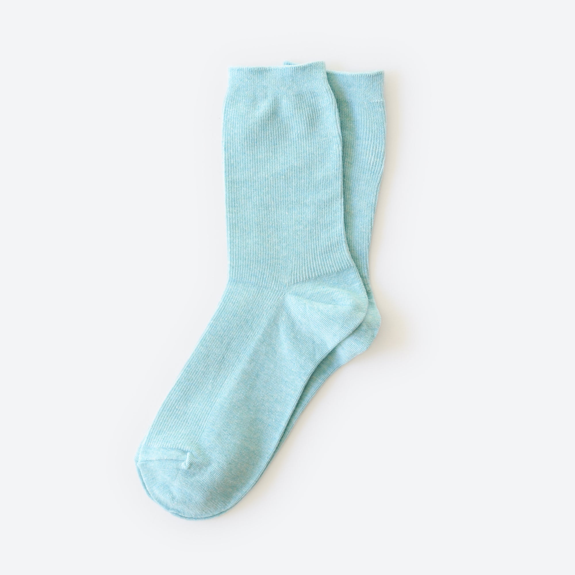 Hooray Sock Co.'s Seafoam Crew Socks: Calm and easy style with Everyday Cotton. Shorter crew length. 80% cotton, 20% spandex. Made in South Korea. Small (Women's 4-10).