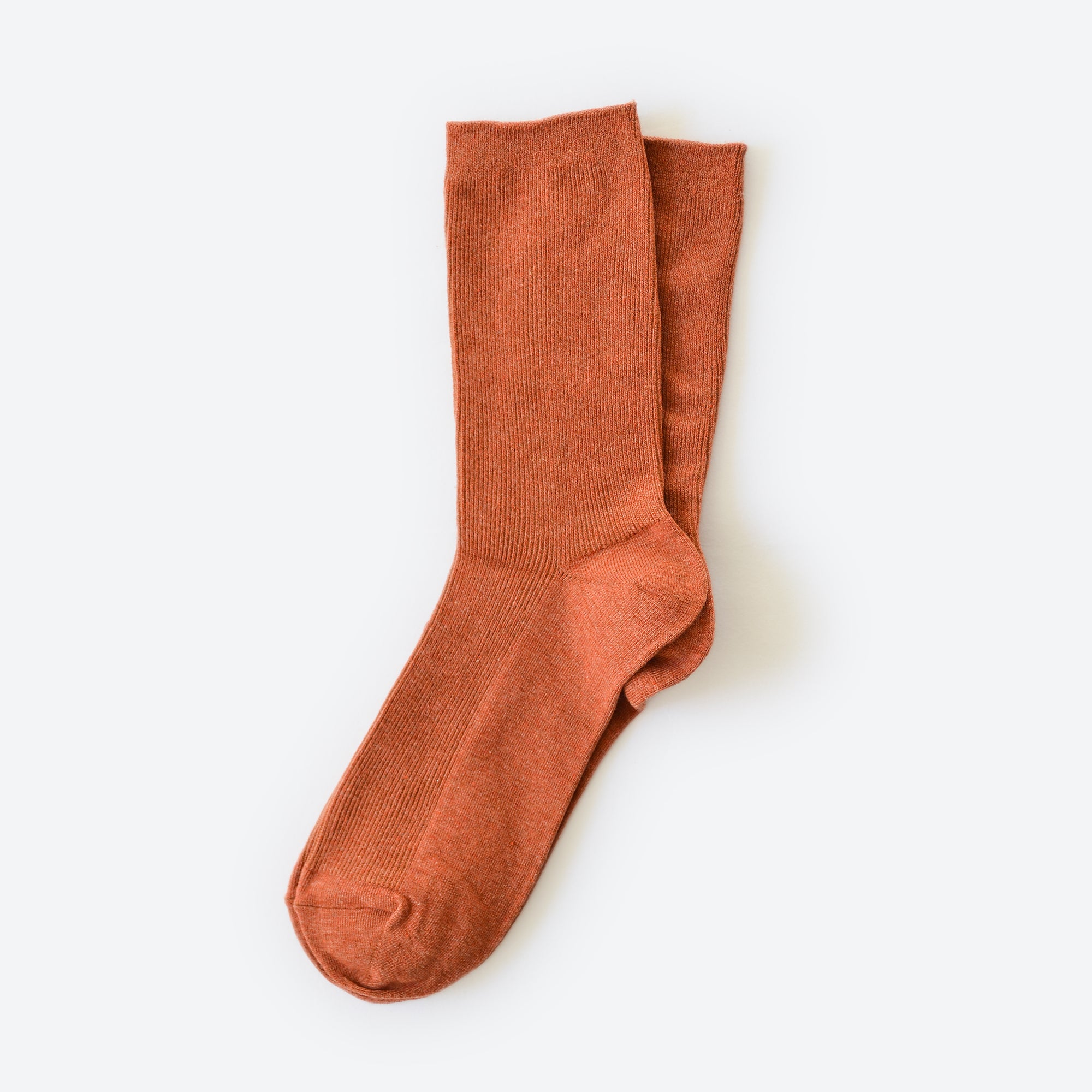 Hooray Sock Co.'s Spice Crew Socks. Everyday comfort and style in Spice Brown. Unisex, shorter crew length. 80% cotton, 20% spandex. Size: Small (Women’s 4-10).