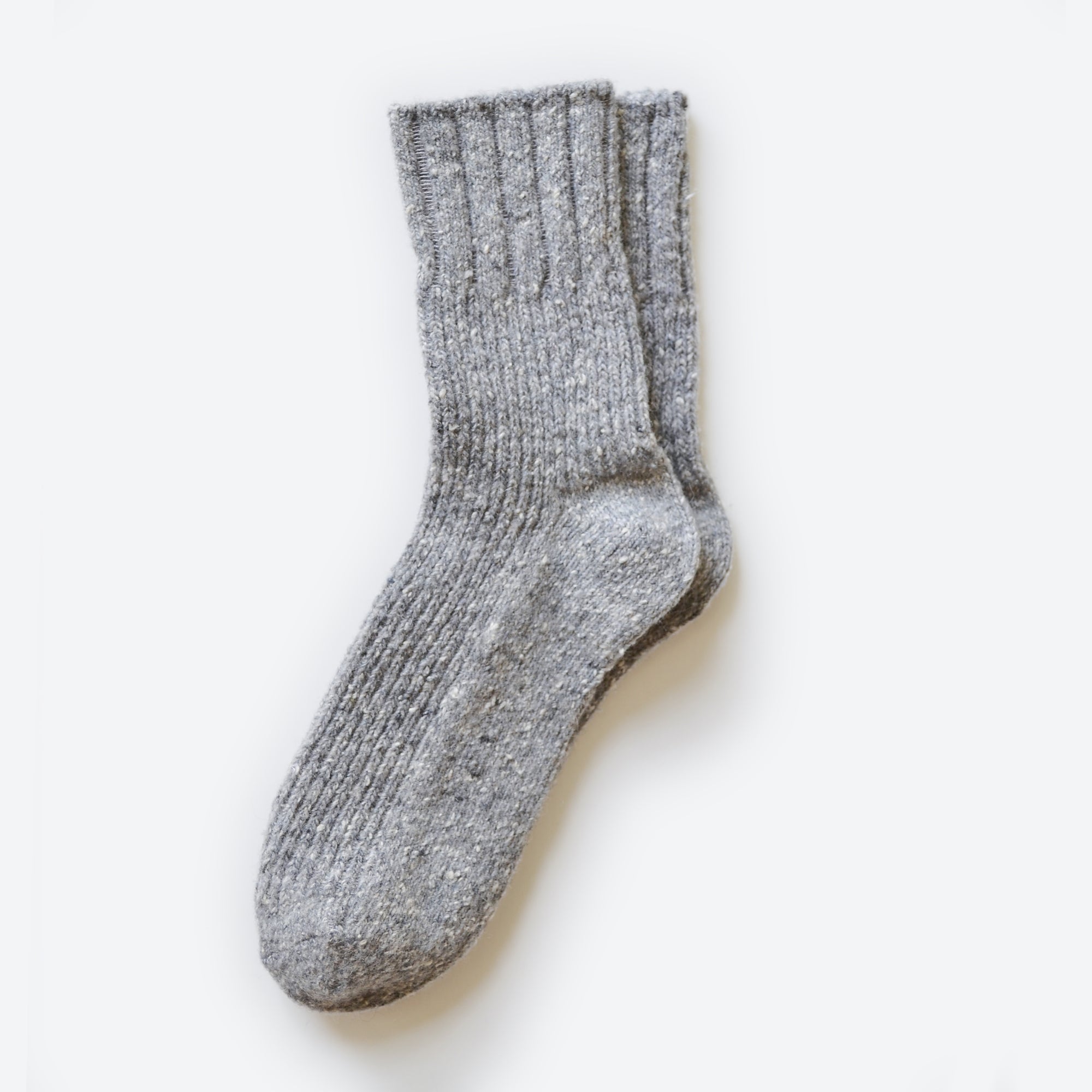 Hooray Sock Co. Jumper Light Grey Wool Socks. Classic cozy comfort in wool. Shorter crew length, 45% Wool, 15% Spandex, 40% Acrylic. Size: Small (US women's 4-10).